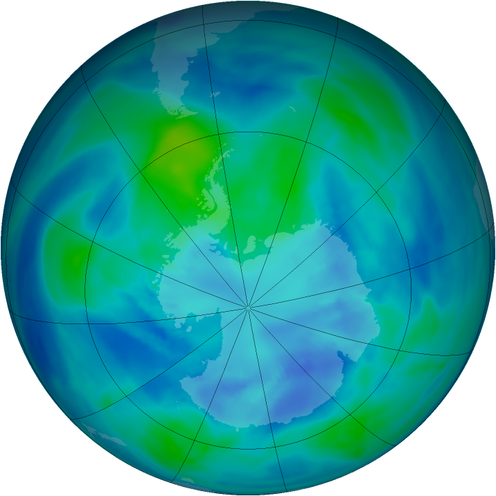 Antarctic ozone map for 02 April 2007